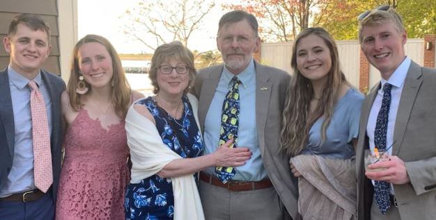 Sammy Shallcross with her fiancé Andy Steward and his family.